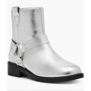 Dolce Vita Metallic Ankle Boots Silver‎ Harness Girls Size 5 NEW